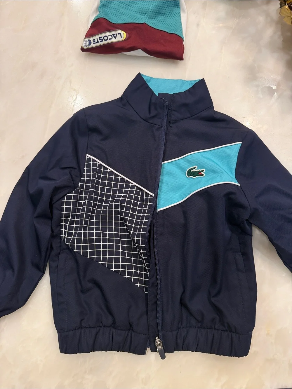 Lacoste Navy & Teal Kids Zip-Front Raincoat